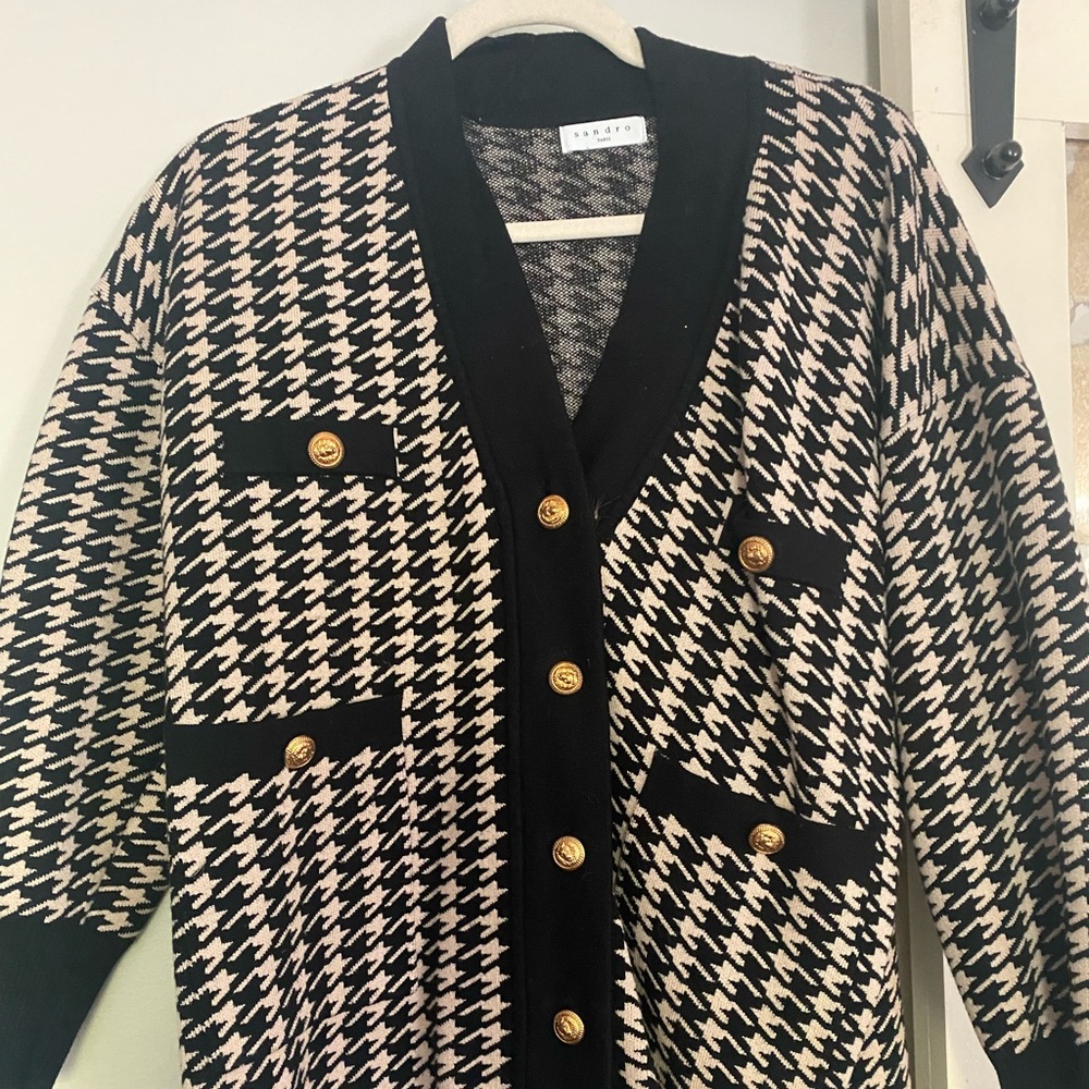 Sandro Paris oversized houndstooth cardigan